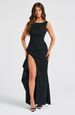 Women's Clothing Solid Color Round Neck High Slit Sexy Backless Dress Slim Long Skirt_ecoleips.com