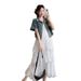 Real Shot Maternity Wear New Cute White Cake Dress With Denim Jacket_ecoleips.com