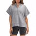 Women's Clothing Women's Oversized Half Zip Hoodie Short Sleeve Casual Sweatshirt Pullover Top With Pockets_ecoleips.com