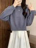 girl Round Neck Soft Sweater For Women Sring Autumn 2025 New Style Lazy Loose Slimming Pullover Long Sleeve Short Knitted_ecoleips.com