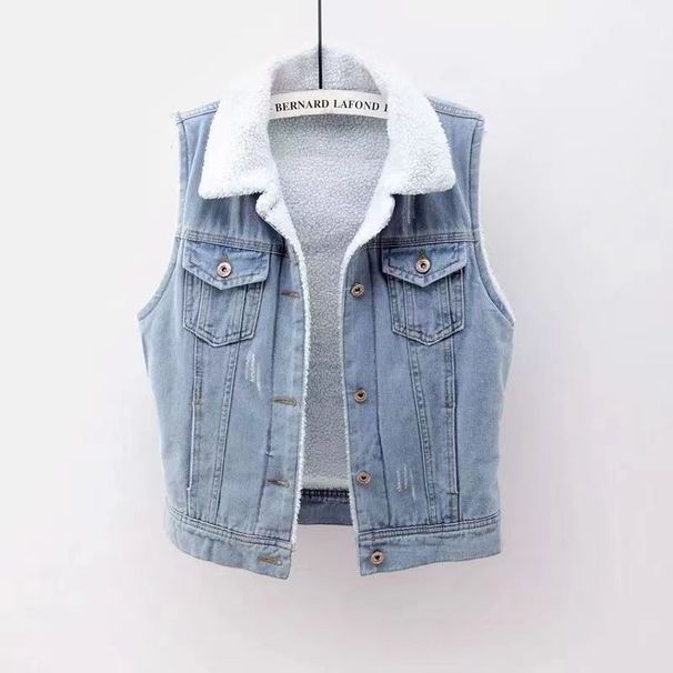 Men's & Women's Fleece-Lined Denim Vest With Hood - Winter Warm Sherpa Jacket, Slim Fit Casual Streetwear_ecoleips.com