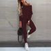 2024 European And American Foreign Trade Hot Sale Solid Color Fashion Casual Lace-Up Off-Shoulder Sports Pants Long Set_ecoleips.com