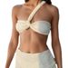 Aria Basics 2025 New Cross-Border European And American Sexy Two-Piece One-Shoulder Solid Color Hollow Bikini Three-Piece Set_ecoleips.com