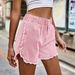 Women's Clothing Raw Edge Flower Bud Denim Elastic Waist Shorts Wish Trend_ecoleips.com