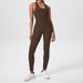 Women's Backless Sports Yoga Bodysuit Tight Fitting Waist Cinching Fitness_ecoleips.com