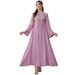 Muslim Dress Women "Elegant Sequined Embroidered Kaftan Dress – Muslim Long Cover-Up With Sparkling Details (Pink/Light Green, M-XL)"_ecoleips.com
