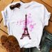 European And American Cross-border Foreign Trade Clothing, Urban Tower Print Round-neck Short-sleeve Women's T-shirt Top_ecoleips.com