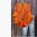Women's Clothing Women's Floral Print Digital Casual V Neck T-Shirt Trendy Lotus Trim Creative Top For Ladies_ecoleips.com