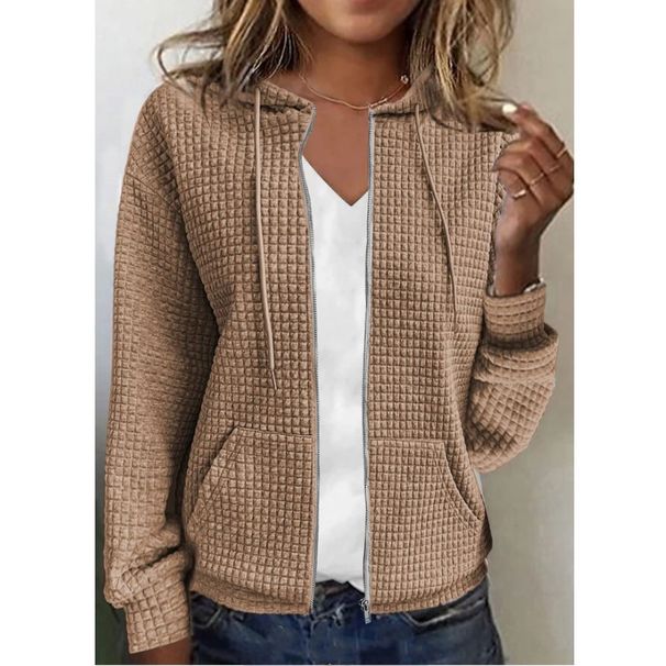 Women's Zipper Hooded Cardigan Long Sleeved Sweater Jacket European And American Style Independent Station Clothing_ecoleips.com