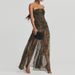 K Dress With Strapless Print, Horse Pattern, Sexy, Exposed Legs, Backless, See Through Slit_ecoleips.com
