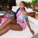 Women's Fashion Vacation Travel Dress Set European And American Style Printed Sweet Asymmetrical Top Short Two Piece Set_ecoleips.com