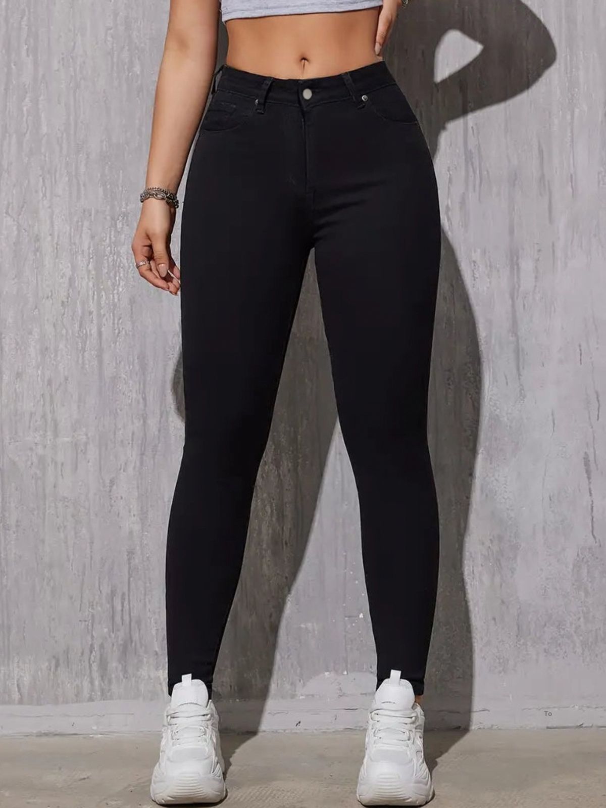 Aria Basics European And American Foreign Trade Hot-Selling Jeans For Women Mid-Waist High Elastic Slim Fit Black Long Pants_ecoleips.com