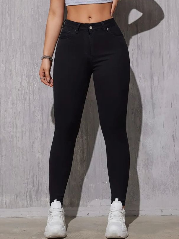 Aria Basics European And American Foreign Trade Hot-Selling Jeans For Women Mid-Waist High Elastic Slim Fit Black Long Pants_ecoleips.com
