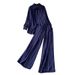 Women's French Style Breathable Loose Cardigan And Striped High Waisted Wide Leg Pants Two Piece Set Summer Commuter Friendly Sun Protective Jacket_ecoleips.com