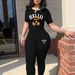 Women's Clothing Fashion T-Shirt And Pants Set Short Sleeved Tight Fit Casual Clothing American Style_ecoleips.com