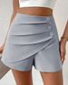 Women's Clothing Waist Versatile Pleated Slim Fit Skirt Pants Sports Outdoor Shorts_ecoleips.com