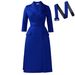 Sophisticated Double-Breasted Midi Dress With Belt – Women's Stretch Polyester Blazer Dress For Fall/Winter (S-XXXL, Office To Evening Elegance)_ecoleips.com