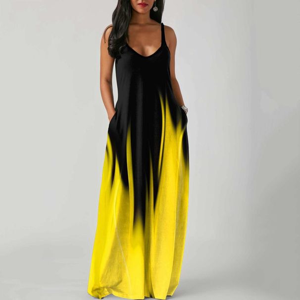 Women's Clothing Women's Elegant Stylish One Piece Long Dress Mid Waist Spring Summer Fashion Print With Pockets_ecoleips.com