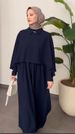 Verve Muslim Women's Abaya Stand Collar Waist-Cinching Dress With Shawl Two-Piece Set (Headscarf Not Included) MSL281_ecoleips.com