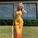 Women's Three Piece Swimsuit Set Fashionable Print Slim Fit Long Dress Bikini For Beach Vacation Hot Spring_ecoleips.com