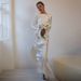Women's Clothing New Elegant Temperament Solid Color Backless Satin High Slit Trumpet Sleeve Long Sleeve Dress_ecoleips.com