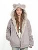 Winter Suede Fur Collar Hooded Jacket Women's Thickened Cat Ears Mountain Carving Cotton Jacket_ecoleips.com
