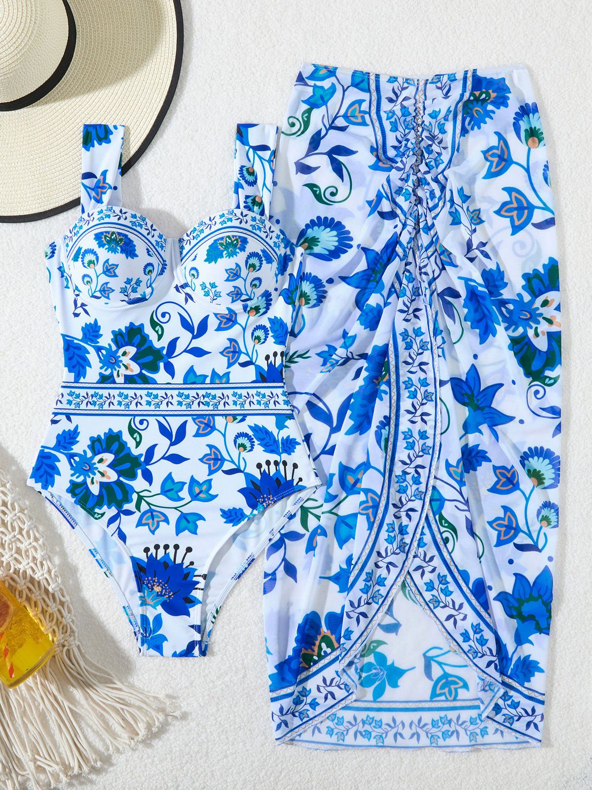 Women's Clothing Sexy Printed Sling Bikini Hip Beach Skirt One Piece Swimsuit Suit For Women_ecoleips.com