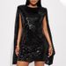 Women's Clothing New Fashion Stand Collar Sequin Dress Loose Women's Short Skirt_ecoleips.com