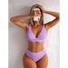 Women’s Clothing New Split Solid Color Sexy V Neck Bikini Women's Swimsuit Swimwear_ecoleips.com