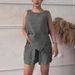 Women's Clothing 2 Piece Set Large Size Cotton And Linen Shirt Set High Waist Loose Shorts_ecoleips.com
