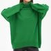 Women's Clothing Oversized High Neck Sweater - Women's Loose Fit Knit Pullover (Viscose-Spandex Blend, Classic Solid Colors)_ecoleips.com