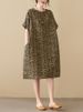 Short Sleeve Cotton Linen Vintage Print Summer Dresses For Women 2026 New Casual Loose Midi Holiday Ladies Dress Elegant Clothes_ecoleips.com