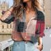 2025 Style Women's Cardigan Long Sleeve Shirt 3D Printed Feather Plaid Versatile Top_ecoleips.com