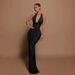 Women's Clothing Sequined Hip Wrapped Halter Neck Slim Banquet Evening Dress (3 Colors)_ecoleips.com