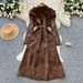 French Vintage Belted Trench Coat – Elegant Lapel & Waist-Tie Long Sleeve Coat For Women (Black/Coffee)_ecoleips.com