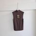 Women's French Retro Hollow Stand Collar Sleeveless Knitted Vest Sexy Slim Fit Metal Buckle Keyhole Design Top_ecoleips.com