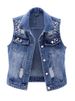 K Cowboy Vest Women's Short Style New Ripped Nail Bead Sleeveless Jacket Versatile Slim Fit Top_ecoleips.com