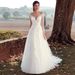 2025 New Style High U Neck Lace Wedding Dress Long Sleeve Slimming a Line Long Train Simple Style for Travel Photography_ecoleips.com