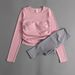 New Yoga Suit Women's Suit With Chest Pad Tight Bottom Shirt Pleated Slimming Running Fitness Top Long Sleeve_ecoleips.com