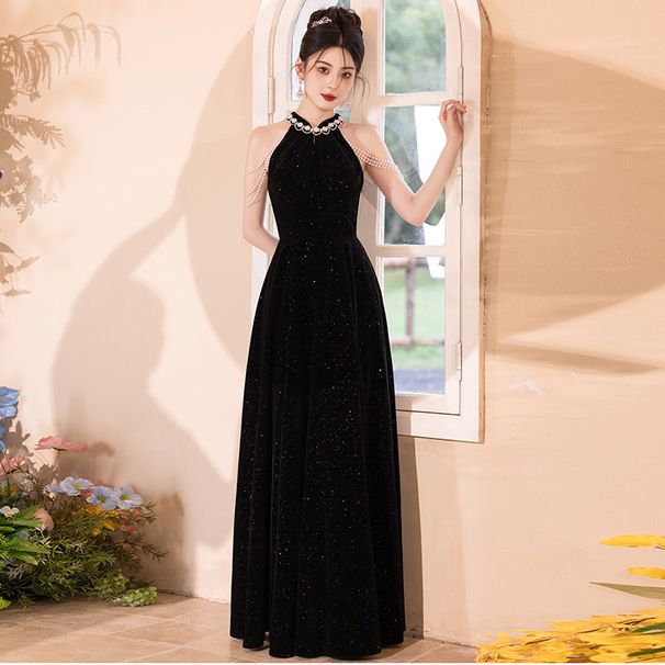 Stunning Evening Dress 2026 New Model In Black, High-end, Light Luxury, Niche, Classy, Slimming, Suitable For Hostesses_ecoleips.com