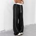 Women's Black Sports Pants Spring Summer Fashion Loose Casual Sweatpants Wide Leg Drape Style American Trend_ecoleips.com