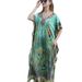 Women's Clothing Green Feather Print Loose Large Size Robe Beach Dress Bikini Sunscreen Shirt_ecoleips.com