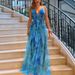 Women's Clothing Spring And Summer New Mesh Printed Suspender Dress INS Holiday Leisure Big Swing Dress For Women_ecoleips.com