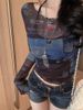 American Retro Tie-Dye Long-Sleeve Top With Chest Pads, Summer Style For Trendy Girls, Thin, Sun-Protective, Slim-Fit_ecoleips.com