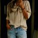 2026 European And American Cross-Border Trade New Casual Fashion V-Neck Bow Loose Mid-Sleeve Women's Top_ecoleips.com