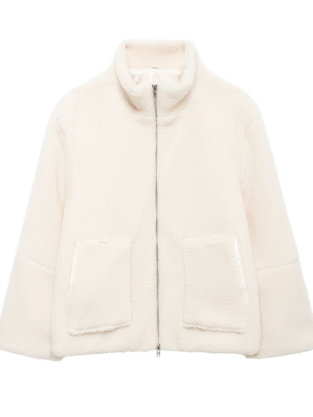 Autumn And Winter New Women's Clothing Solid Color Three-color Plush Jacket Fashionable Versatile Big Pocket Zipper Jacket_ecoleips.com