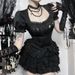 Cross Stitched Positioning Women's Shirt Top New Spring Style Subculture Dark Sweet Cool Hot Girl Clothing_ecoleips.com