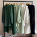 New Long Sleeved Large Size Suits For Women Loose Solid Color Two Piece Suits For Women_ecoleips.com