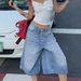 Women's Loose Straight Leg Denim Shorts Multi-Pocket Mid-Length Pants Casual Vintage Fit_ecoleips.com