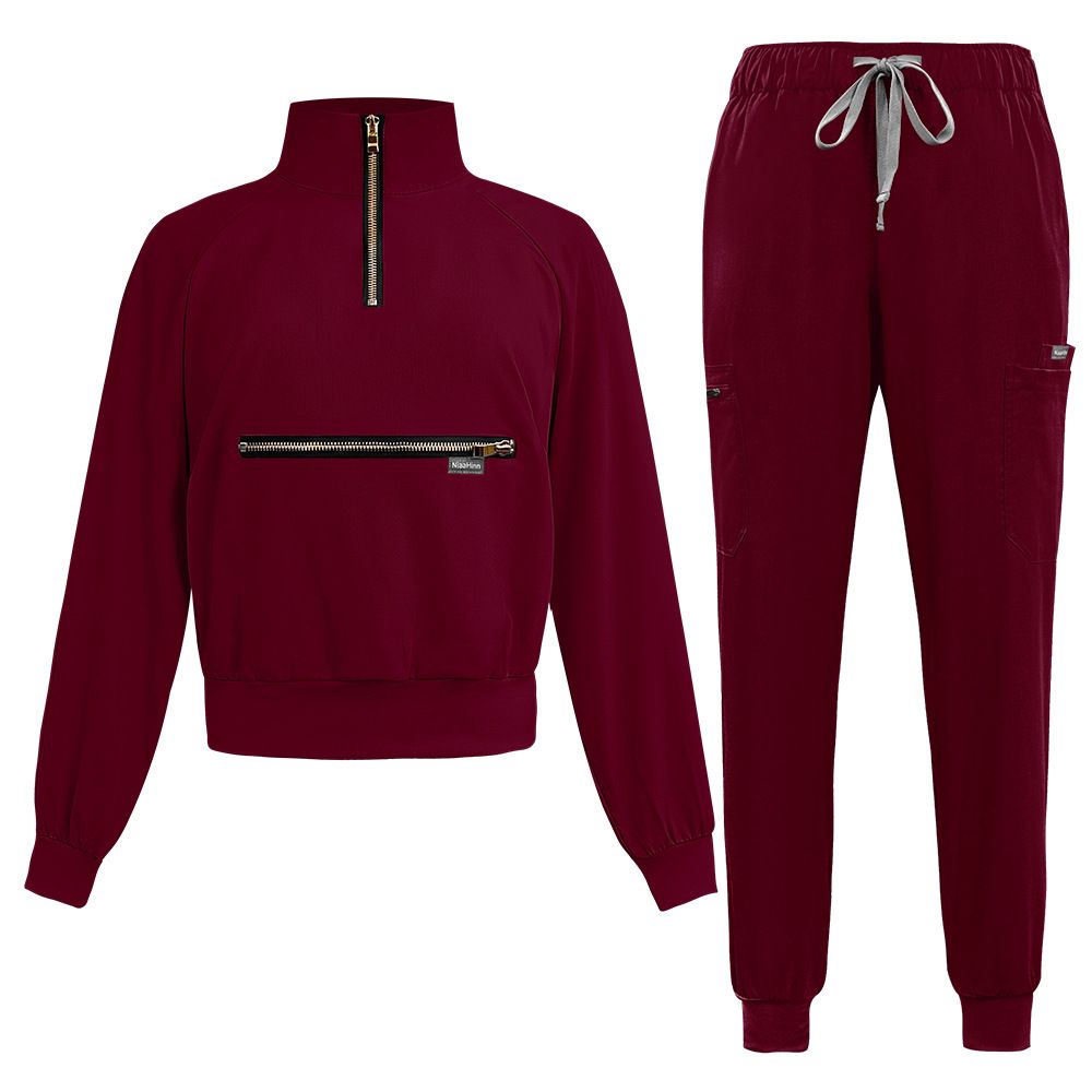 Women's Clothing Stand Collar Long Sleeve Washing Clothes Nurse Uniform High Quality Multi Color Trousers Doctor Hospital Work Clothes_ecoleips.com